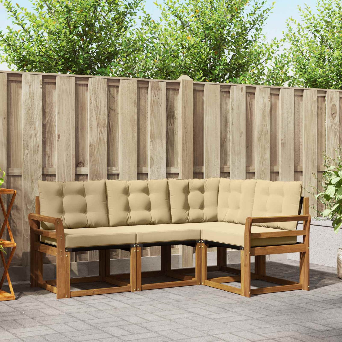 Set di divani da esterno con cuscino 4 pcs Naturale e Beige