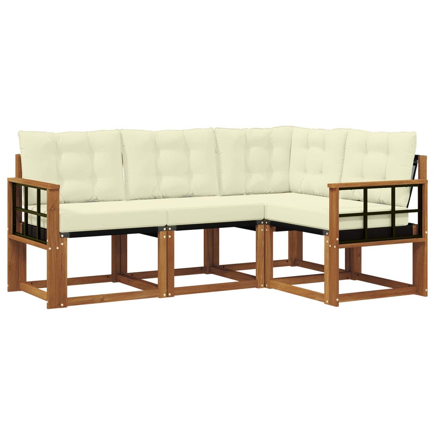 Set di divani da esterno con cuscino 4 pcs Naturale e Crema