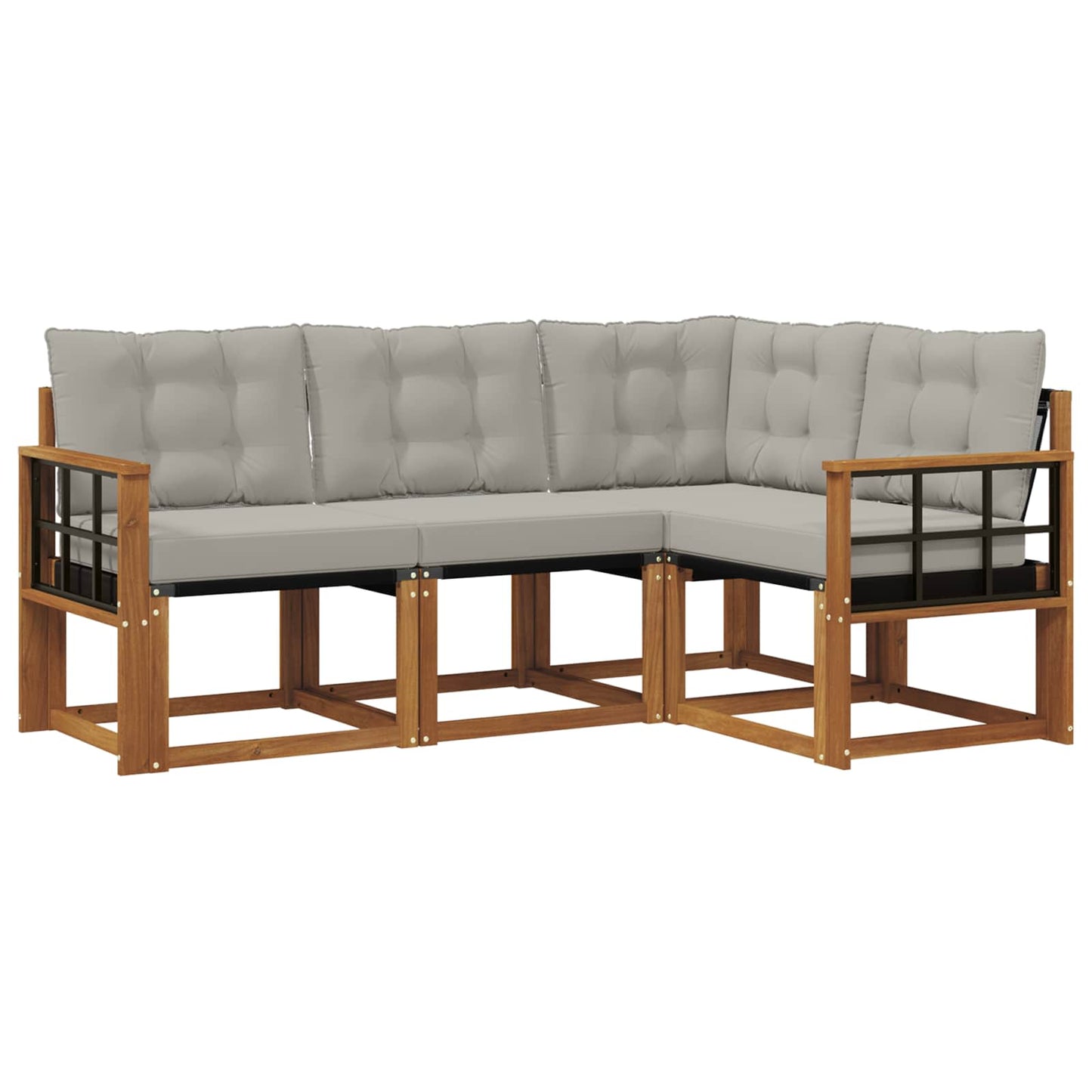 Set di divani da esterno 4 pcs Grigio Naturale e Chiaro