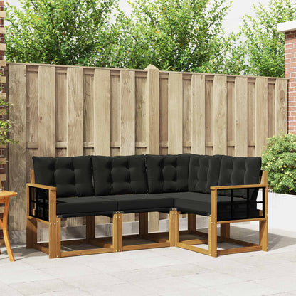 Set di divani da esterno con cuscino 4 pcs Naturale e Nero