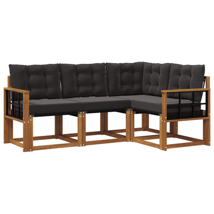Set di divani da esterno con cuscino 4 pcs Naturale e Nero