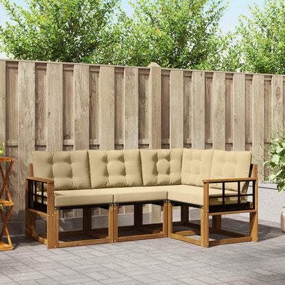 Set di divani da esterno con cuscino 4 pcs Naturale e Beige