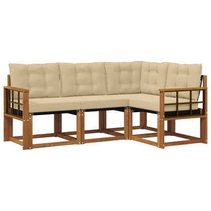 Set di divani da esterno con cuscino 4 pcs Naturale e Beige