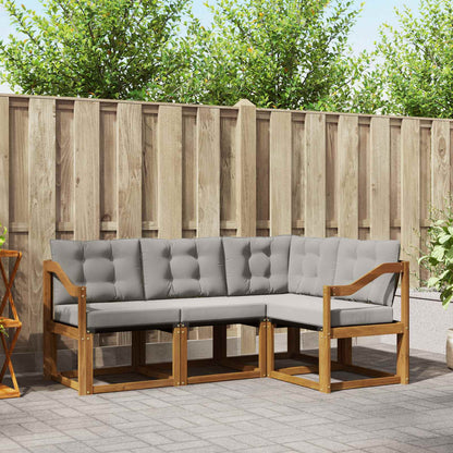 Set di divani da esterno 4 pcs Grigio Naturale e Chiaro