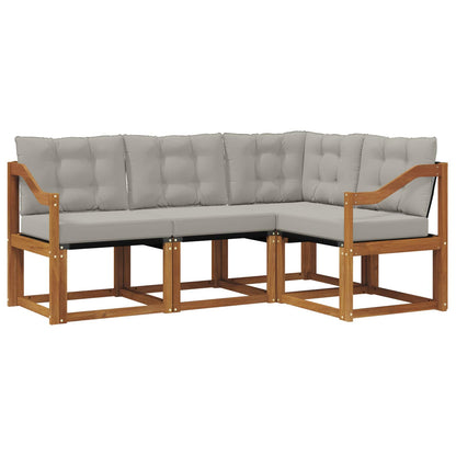 Set di divani da esterno 4 pcs Grigio Naturale e Chiaro