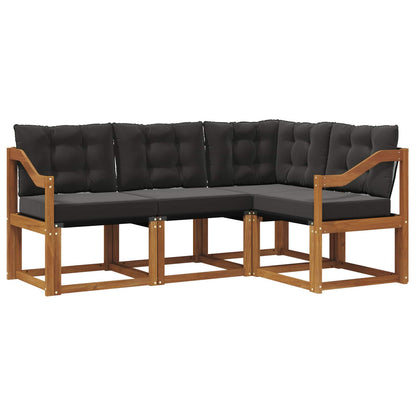 Set di divani da esterno con cuscino 4 pcs Naturale e Nero