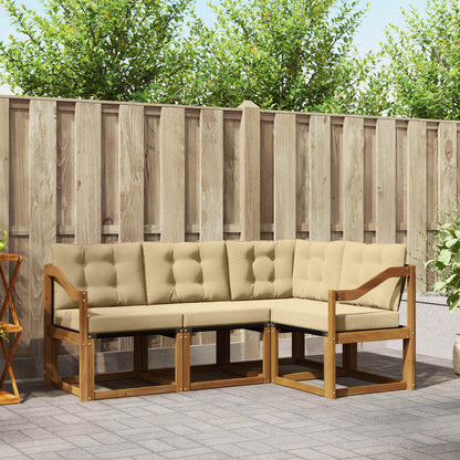 Set di divani da esterno con cuscino 4 pcs Naturale e Beige