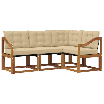 Set di divani da esterno con cuscino 4 pcs Naturale e Beige