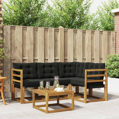 Set di divani da esterno con cuscino 5 pcs Naturale e Nero