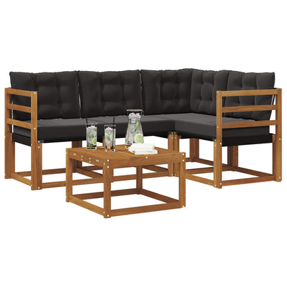 Set di divani da esterno con cuscino 5 pcs Naturale e Nero