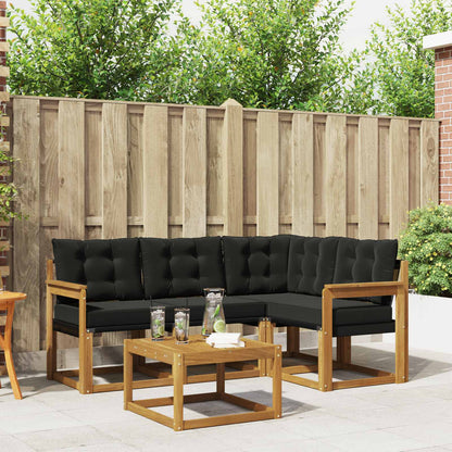 Set di divani da esterno con cuscino 5 pcs Naturale e Nero