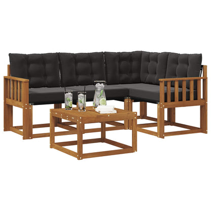 Set di divani da esterno con cuscino 5 pcs Naturale e Nero
