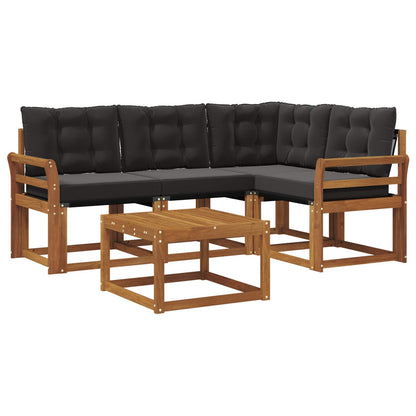 Set di divani da esterno con cuscino 5 pcs Naturale e Nero