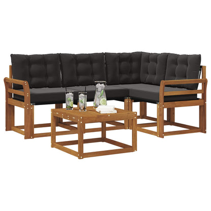 Set di divani da esterno con cuscino 5 pcs Naturale e Nero