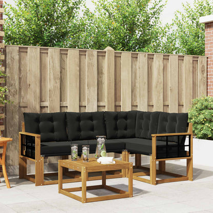 Set di divani da esterno con cuscino 5 pcs Naturale e Nero