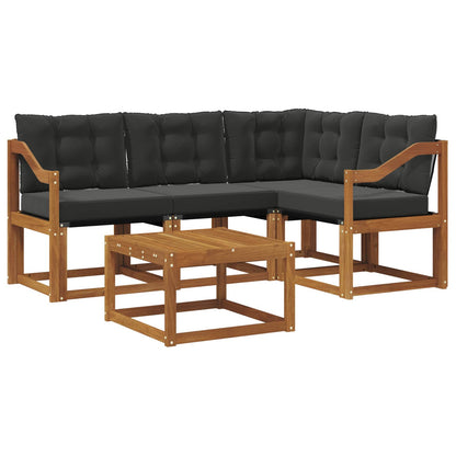 Set di divani da esterno con cuscino 5 pcs Naturale e Nero