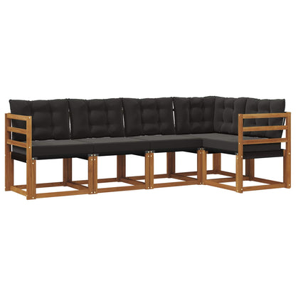 Set di divani da esterno con cuscino 5 pcs Naturale e Nero