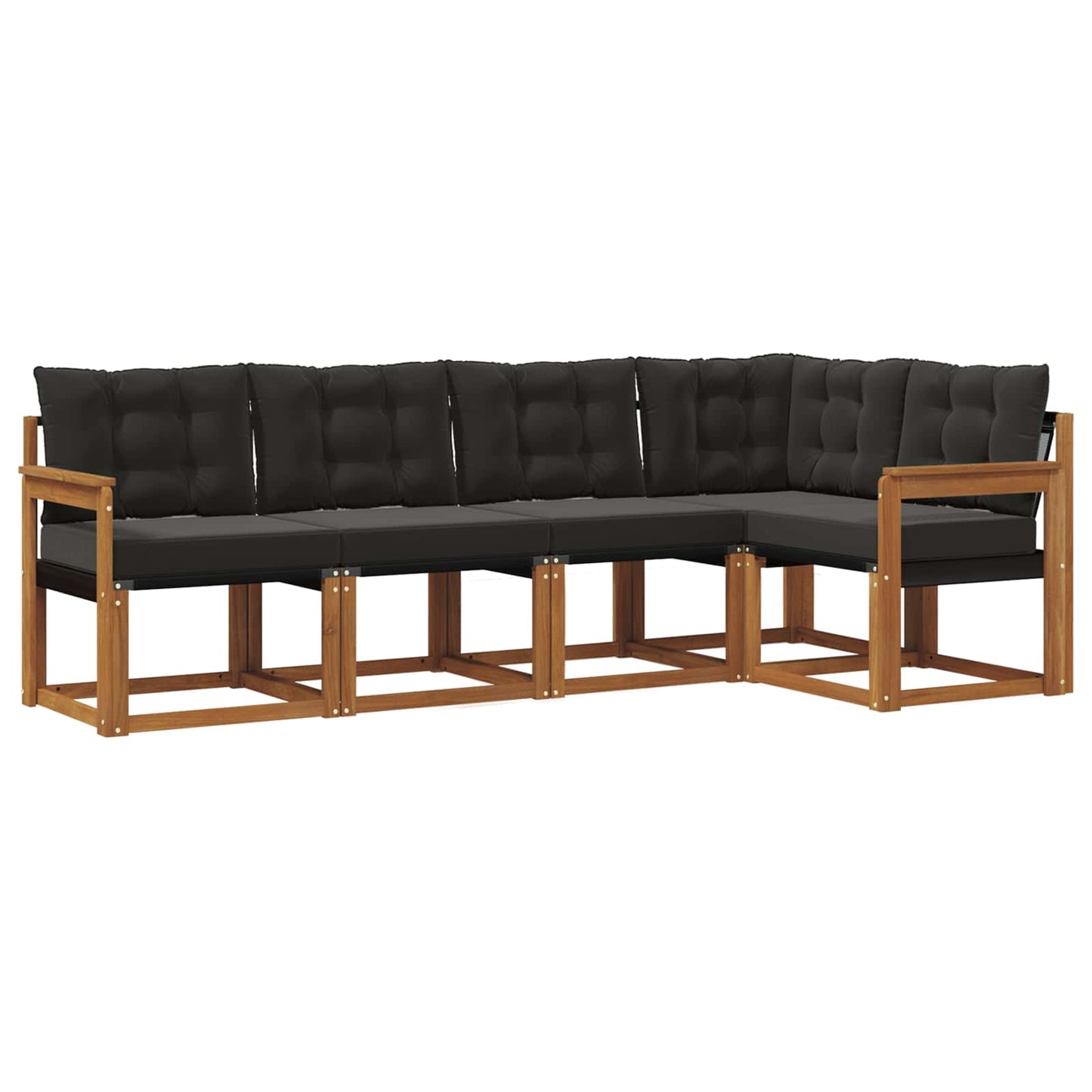 Set di divani da esterno con cuscino 5 pcs Naturale e Nero