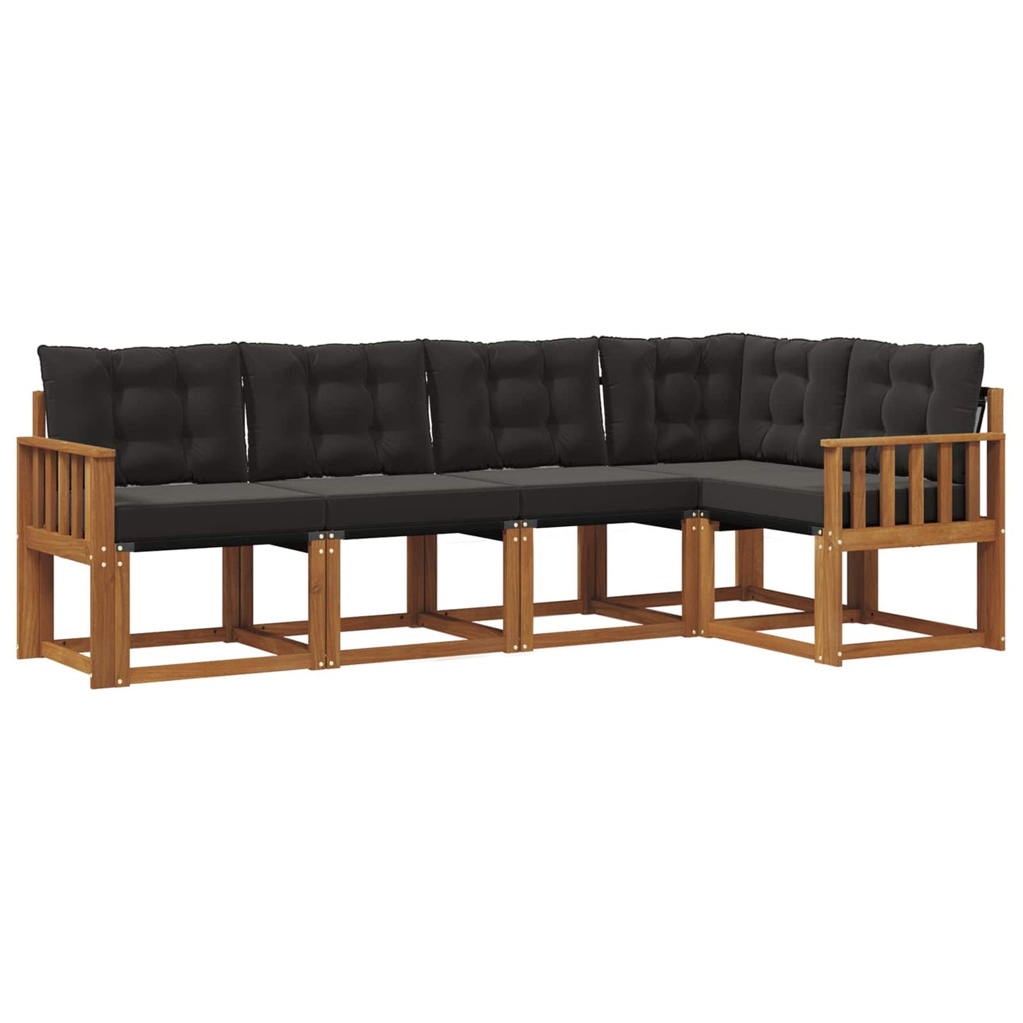 Set di divani da esterno con cuscino 5 pcs Naturale e Nero