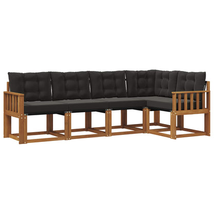 Set di divani da esterno con cuscino 5 pcs Naturale e Nero