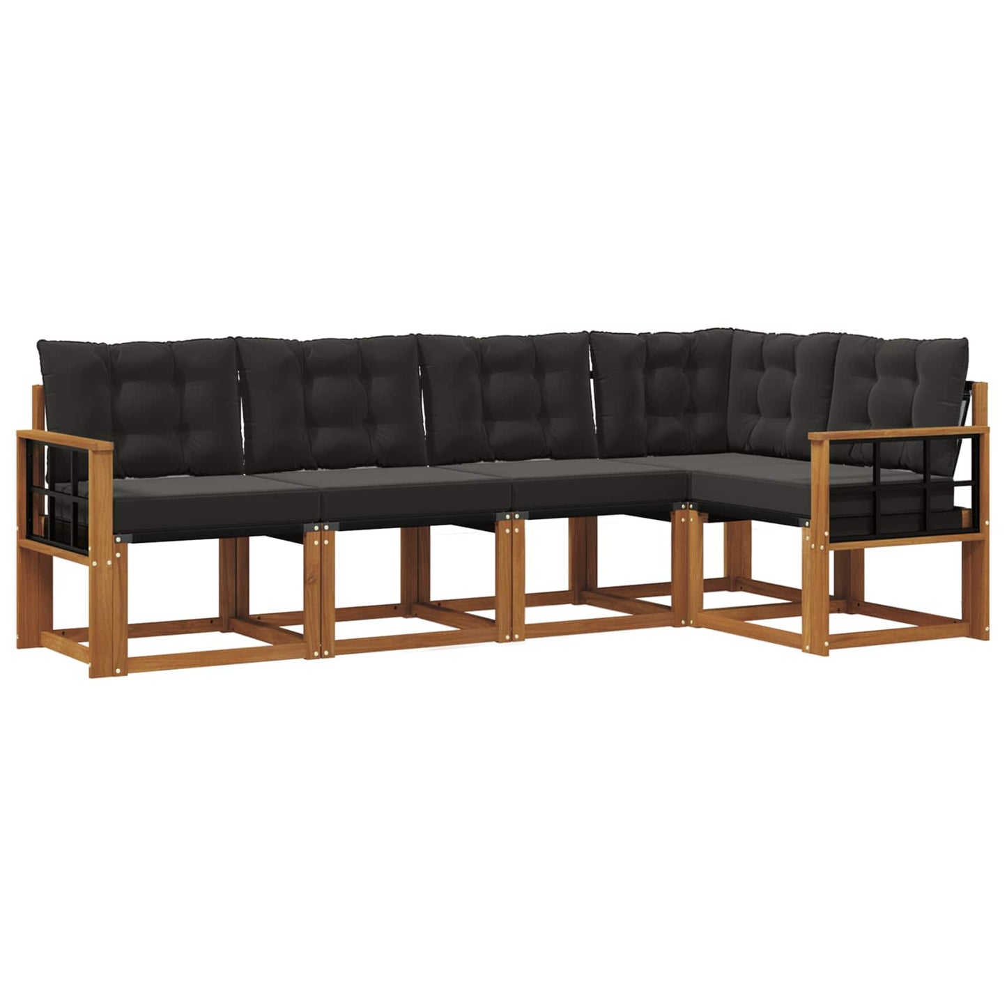 Set di divani da esterno con cuscino 5 pcs Naturale e Nero