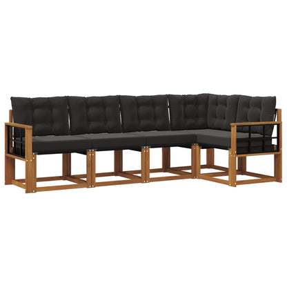 Set di divani da esterno con cuscino 5 pcs Naturale e Nero