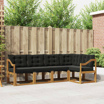 Set di divani da esterno con cuscino 5 pcs Naturale e Nero