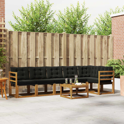 Set di divani da esterno con cuscino 7 pcs Naturale e Nero