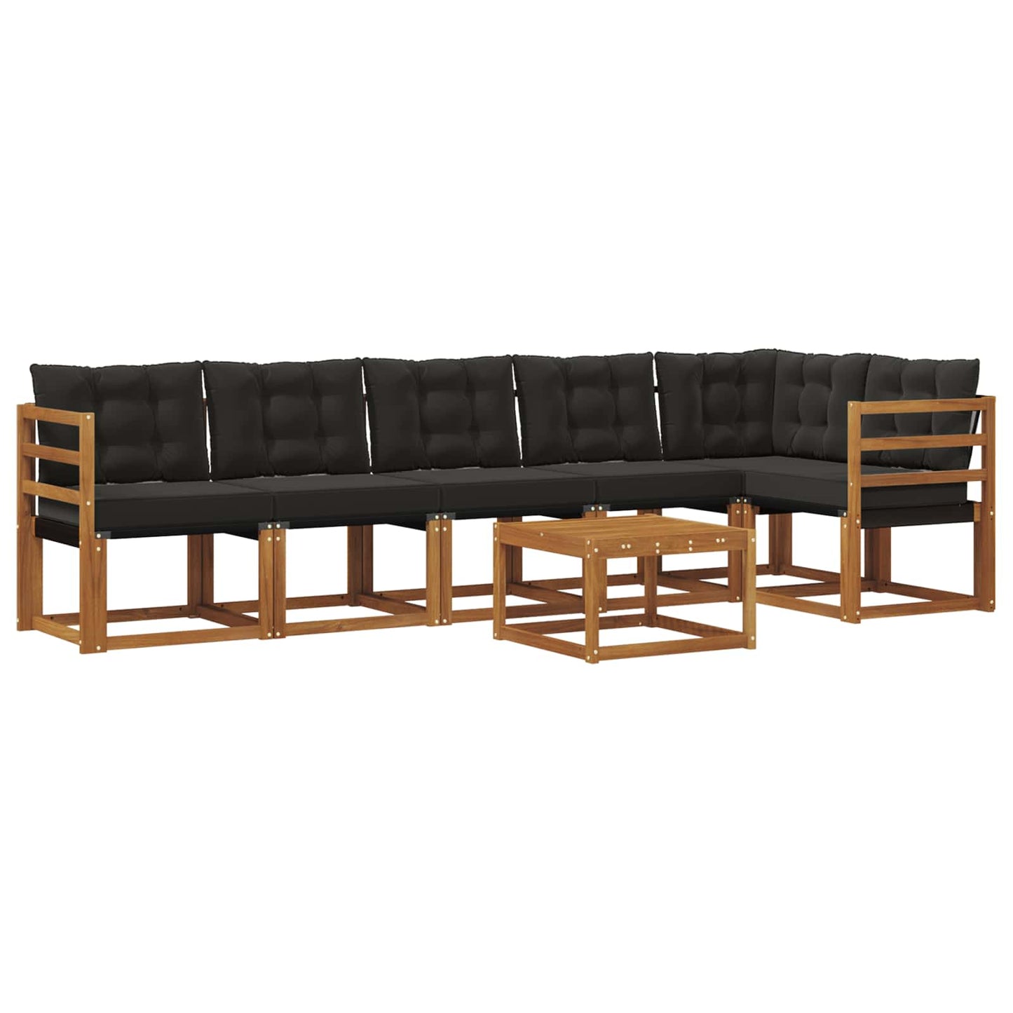 Set di divani da esterno con cuscino 7 pcs Naturale e Nero