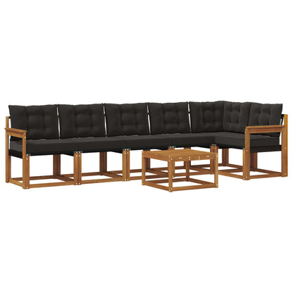 Set di divani da esterno con cuscino 7 pcs Naturale e Nero
