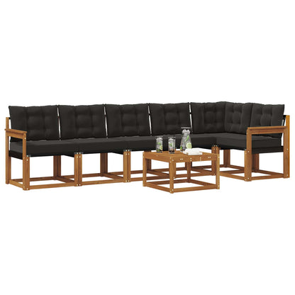 Set di divani da esterno con cuscino 7 pcs Naturale e Nero