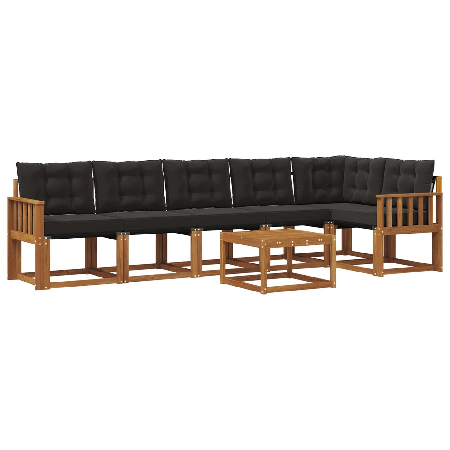 Set di divani da esterno con cuscino 7 pcs Naturale e Nero
