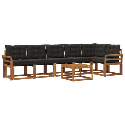 Set di divani da esterno con cuscino 7 pcs Naturale e Nero