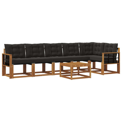 Set di divani da esterno con cuscino 7 pcs Naturale e Nero