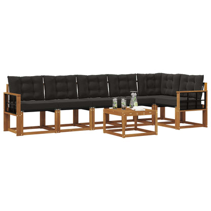 Set di divani da esterno con cuscino 7 pcs Naturale e Nero