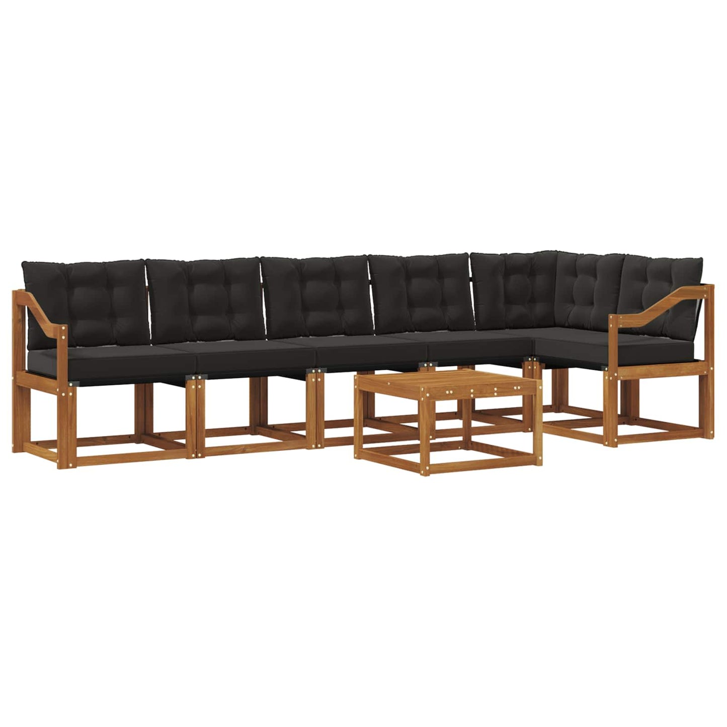 Set di divani da esterno con cuscino 7 pcs Naturale e Nero