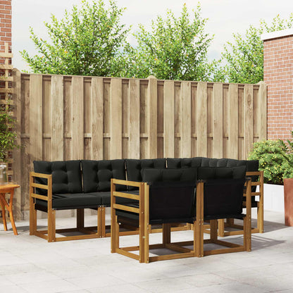 Set di divani da esterno con cuscino 7 pcs Naturale e Nero