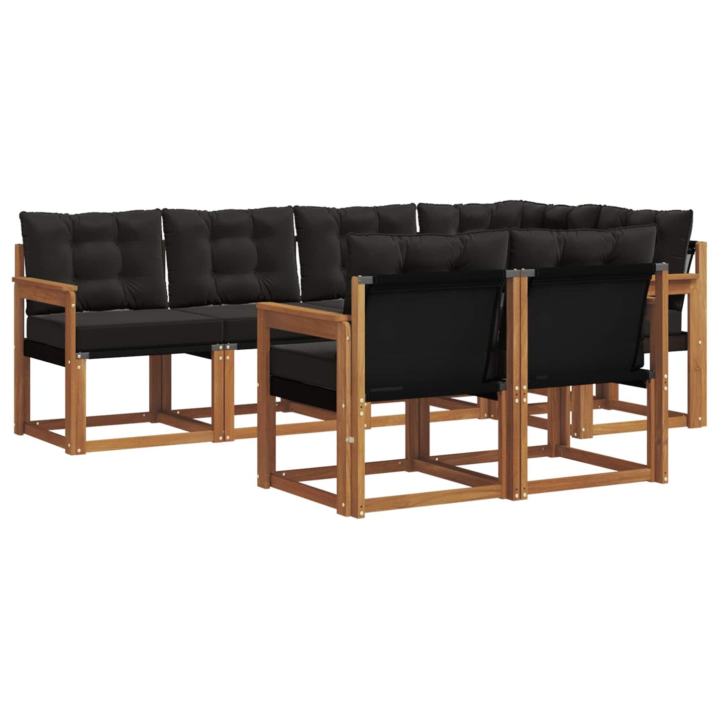 Set di divani da esterno con cuscino 7 pcs Naturale e Nero