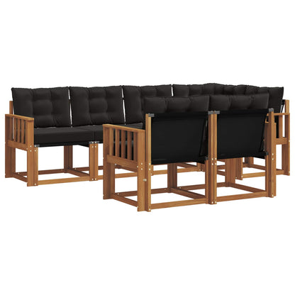 Set di divani da esterno con cuscino 7 pcs Naturale e Nero