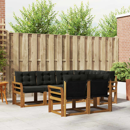 Set di divani da esterno con cuscino 7 pcs Naturale e Nero