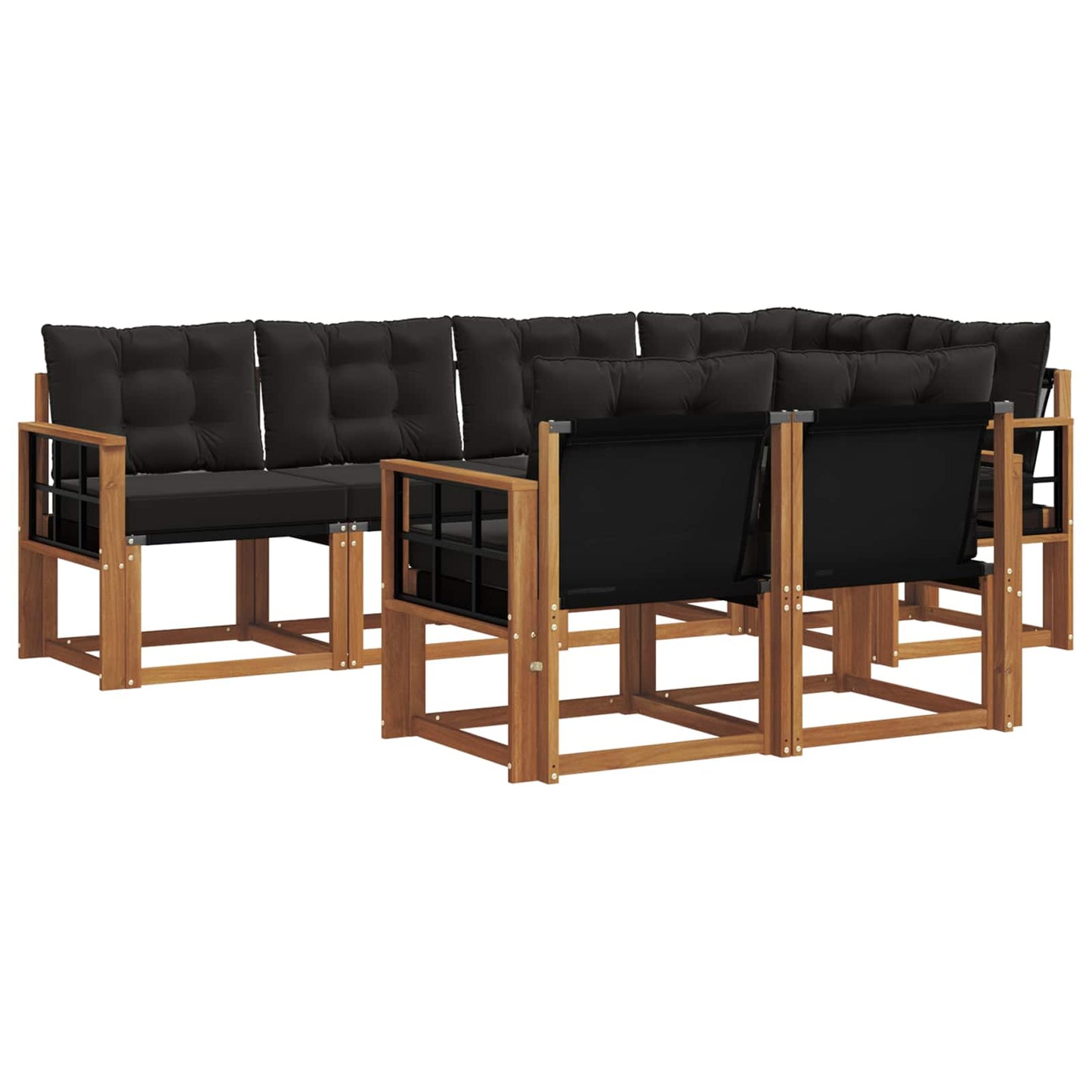 Set di divani da esterno con cuscino 7 pcs Naturale e Nero