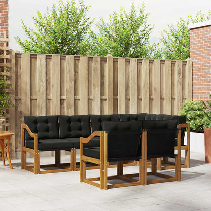 Set di divani da esterno con cuscino 7 pcs Naturale e Nero