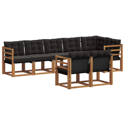 Set di divani da esterno con cuscino 8 pcs Naturale e Nero