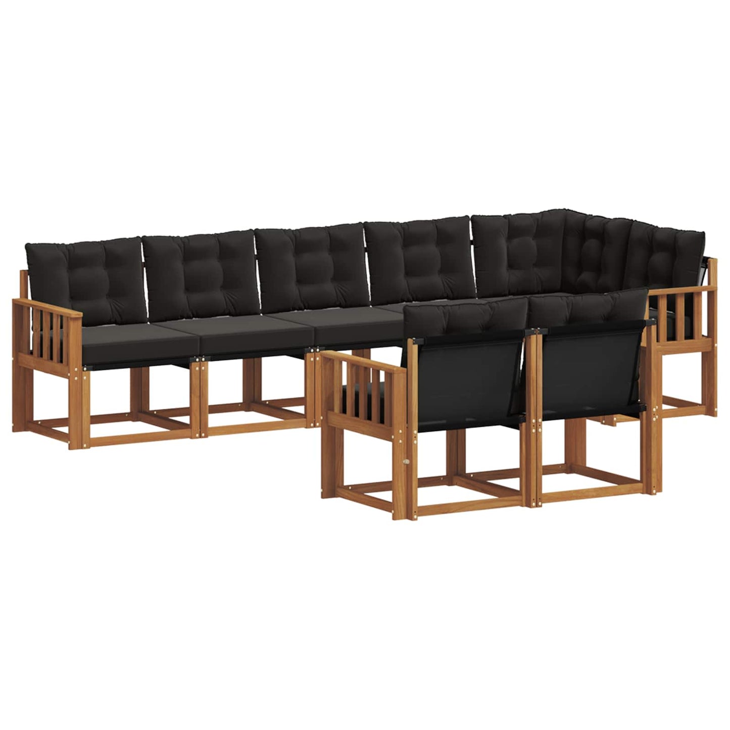 Set di divani da esterno con cuscino 8 pcs Naturale e Nero