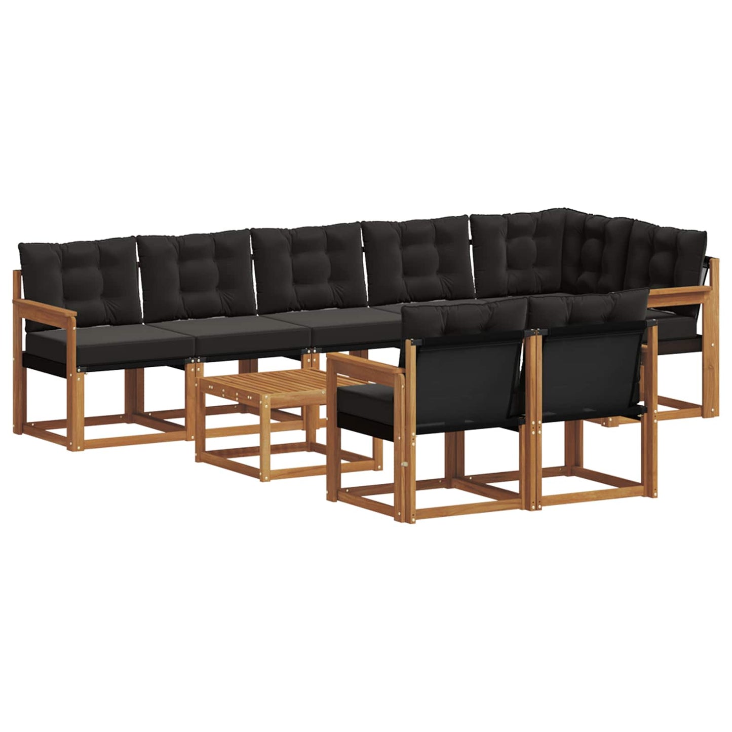 Set di divani da esterno con cuscino 9 pcs Naturale e Nero