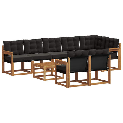 Set di divani da esterno con cuscino 9 pcs Naturale e Nero