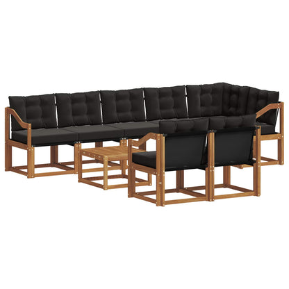 Set di divani da esterno con cuscino 9 pcs Naturale e Nero