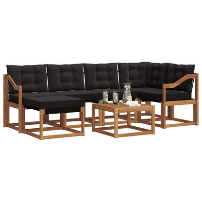 Set di divani da esterno con cuscino 7 pcs Naturale e Nero