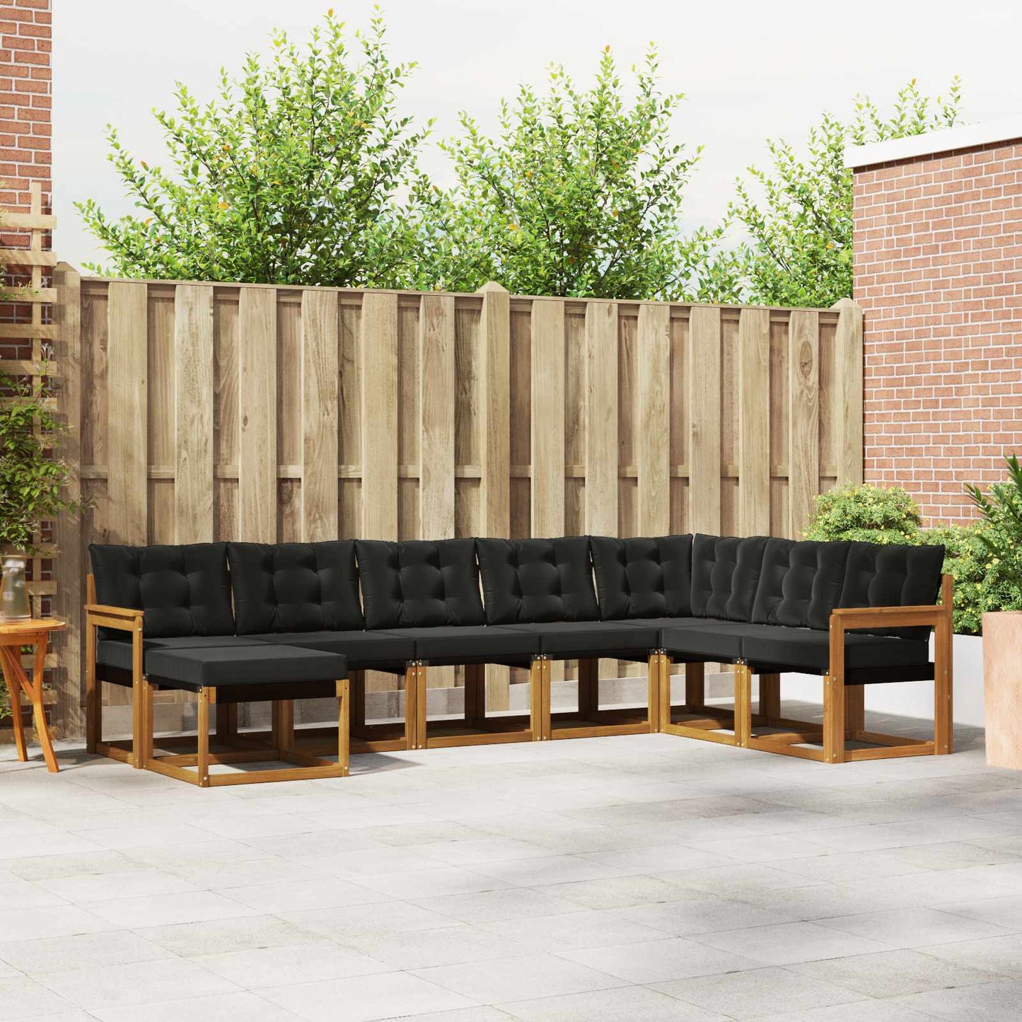 Set di divani da esterno con cuscino 8 pcs Naturale e Nero