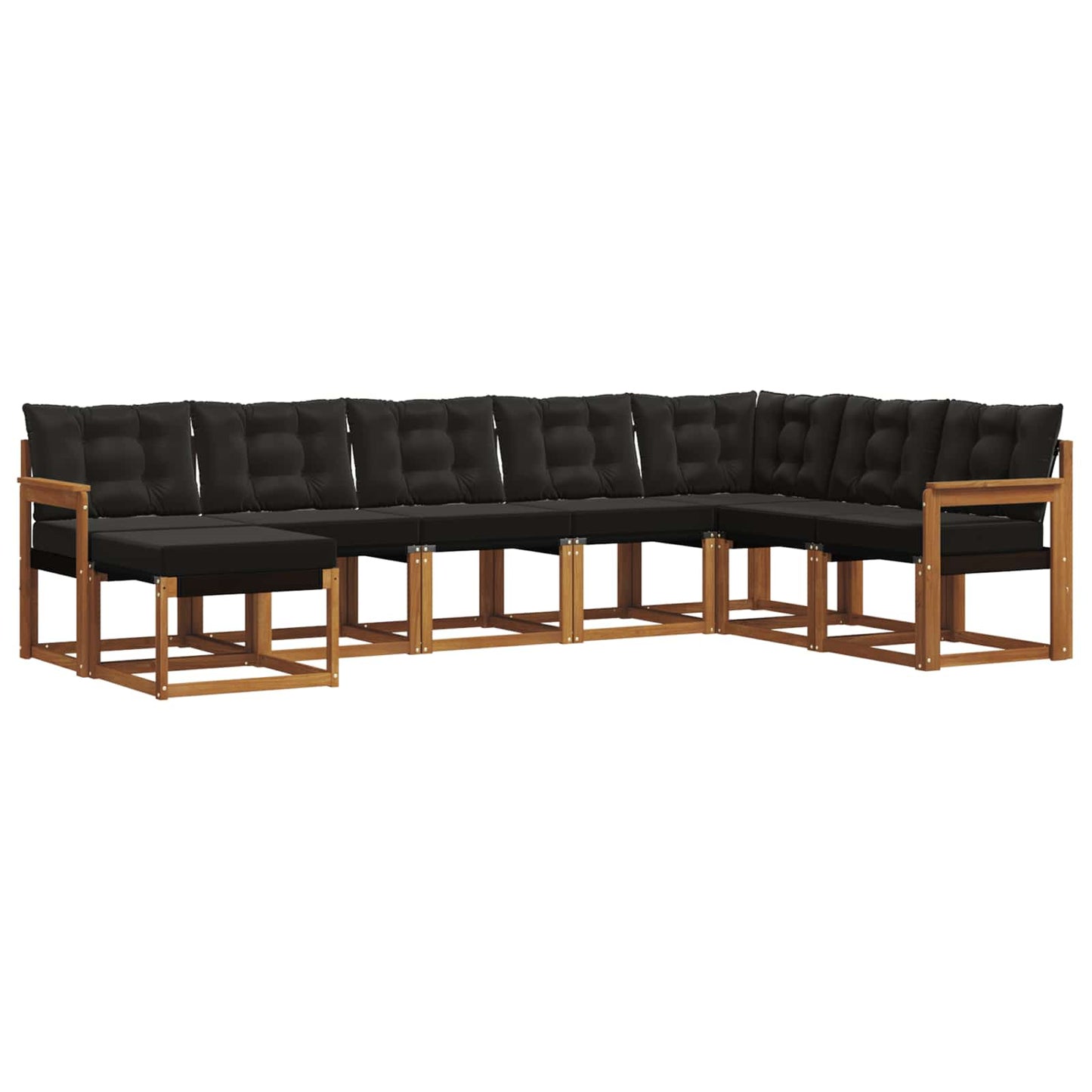 Set di divani da esterno con cuscino 8 pcs Naturale e Nero